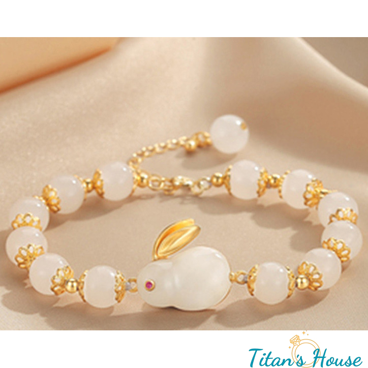 Chuỗi - vòng tay đá Jade kết hợp Charm thỏ ngọc Bạc 925 - Titan's House - C009T