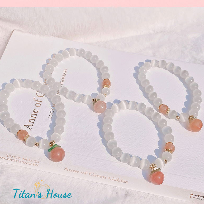 Chuỗi - vòng tay đá Mắt mèo kết hợp Charm mã não quả đào - Titan's House - C010T