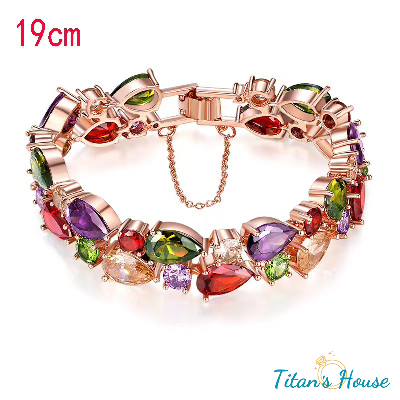 Lắc tay đá Zircon nhiều màu bằng titan - Titan's House - LT026T