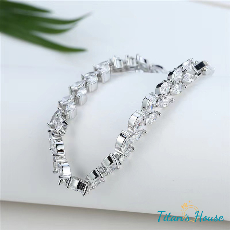 Lắc tay titan đính đá Zircon hình hạt gạo - Titan's House - LT029T