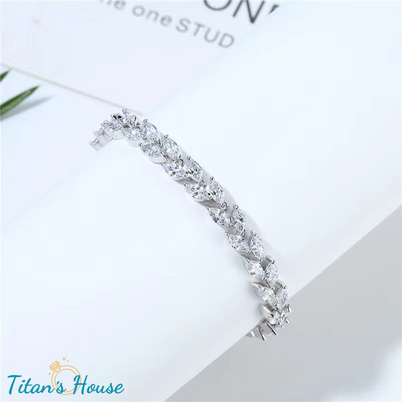 Lắc tay titan đính đá Zircon hình hạt gạo - Titan's House - LT029T