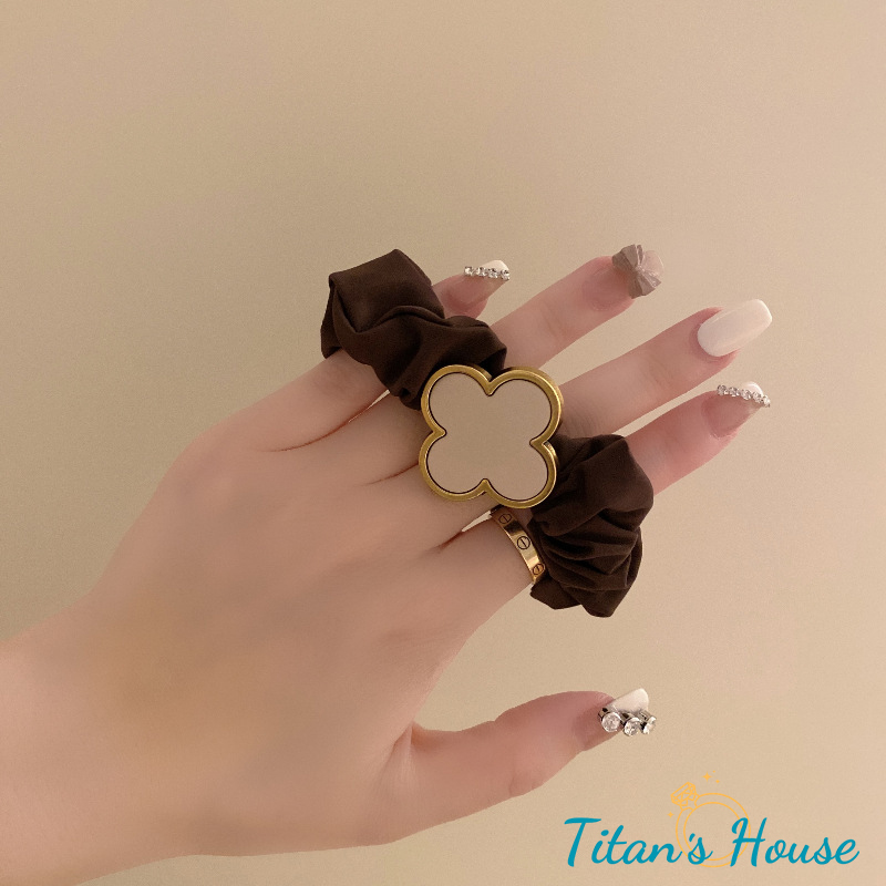 Dây buộc tóc cỏ 4 lá bản to 2 màu dễ thương - Titan's House - CT001T