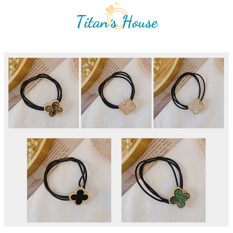 Dây buộc tóc cỏ 4 lá bản nhỏ 2 màu dễ thương - Titan's House - CT002T