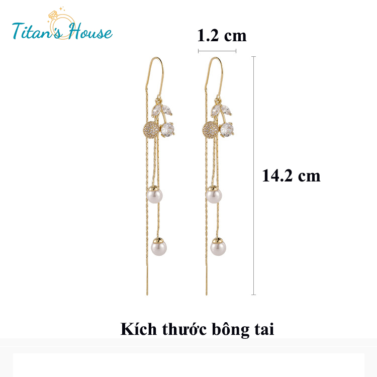 Bông tai - Hoa tai bạc biểu tượng quả cherry đá Zircon - Titan's House - HT012T