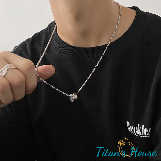 Dây  chuyền Titan dành cho nam mặt dây Vòng tròn Độc lạ - Titan's House - DM003T