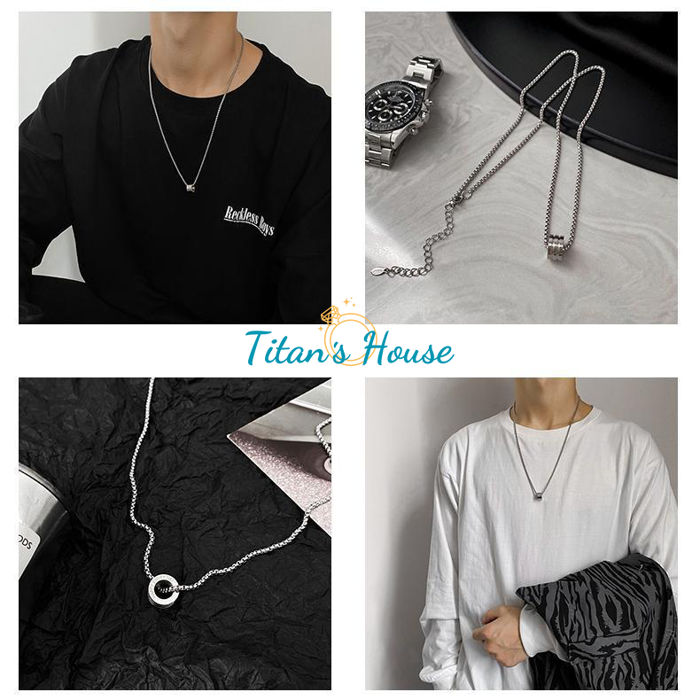 Dây  chuyền Titan dành cho nam mặt dây Vòng tròn Độc lạ - Titan's House - DM003T