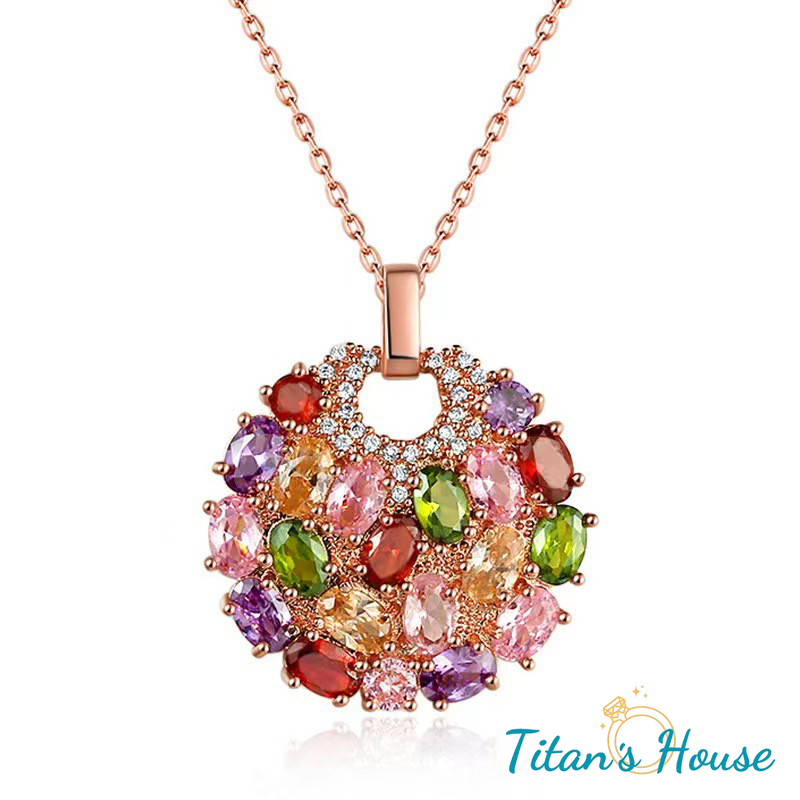 Dây mặt đá tròn 7 màu zircon - Titan's House - DM011T