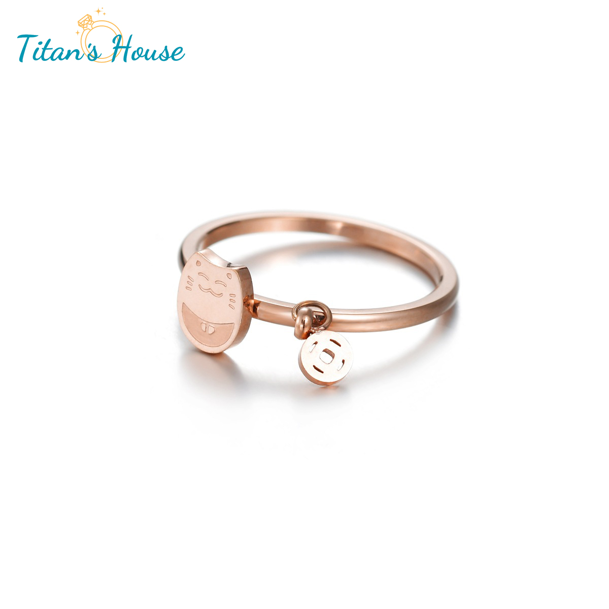 Nhẫn mèo chiêu tài chất liệu Titan - Titan's House - N006T