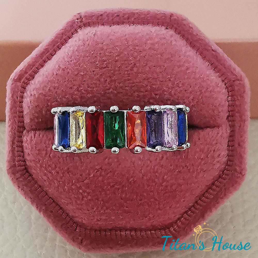 Nhẫn Unisex đá Zircon lùa 7 màu - Titan's House - N014T	