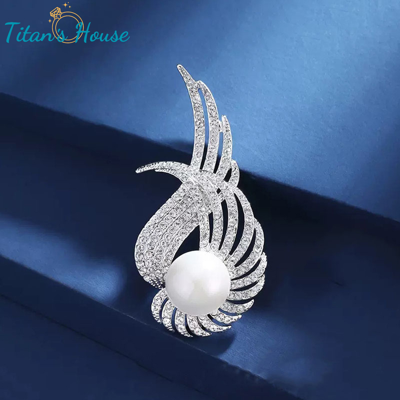 Trâm cài áo cao cấp đôi cánh thiên thần đính ngọc ốc- Titan's House - TC032T