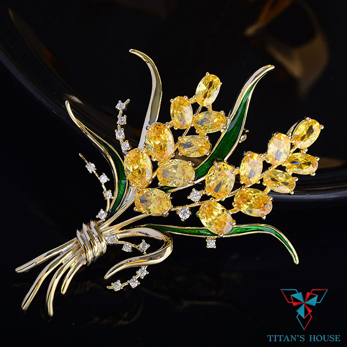  Trâm cài áo biểu tượng bông lúa đá Zircon - Titan's House - TC039T